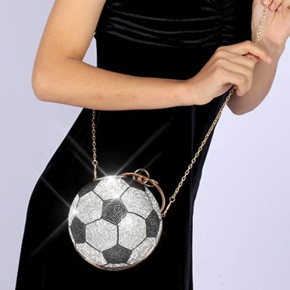 NEW BLING SWAROVSKI CRYSTAL RHINESTONE SOCCER CLUTCH HANDBAG PURSE +… - Picture 5 of 15